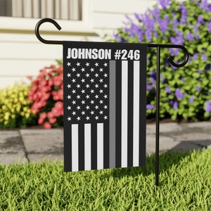Thin Gray Line Flag For Corrections Officer Garden Flag Personalized Gifts For Corrections Officer Flag Custom Thin Silver Line Flag