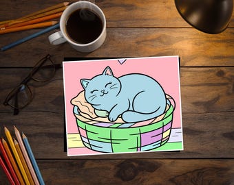 Kleurboek Cosy Cats | Leuke, gewaagde, afdrukbare pdf voor eenvoudige pagina's