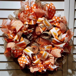 Orange and White Door Wreath