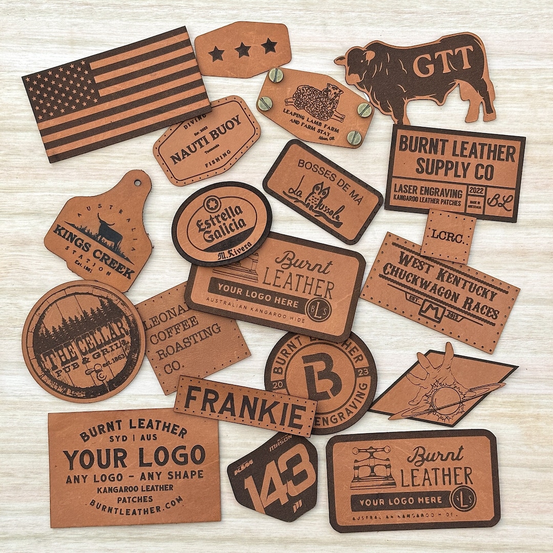 Leather Patches for Hats, Beanies and Gifts Quality Kangaroo, Cow or Faux  Leather Die-cut Laser Engraved Bulkorder Discount 