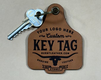 Leather Keytag - Livestock Ear Tag Shape