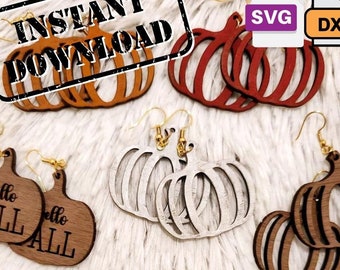 Pumpkin Dangle Earrings SVG | Fall Laser Cut File