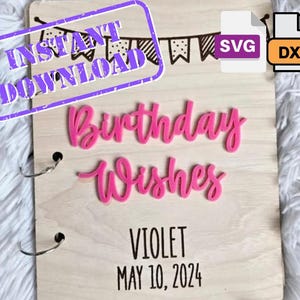 Álbum de tarjetas de cumpleaños SVG / Recuerdo cortado a láser / Capacidad para páginas de 5x7 / Libro de recuerdos DIY