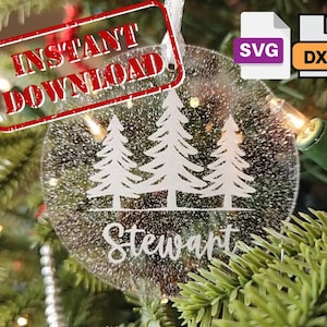 Personalized Family Christmas Ornament SVG DXF | Christmas Tree Design | Customizable Holiday Ornament | Laser Cut File | Instant Download