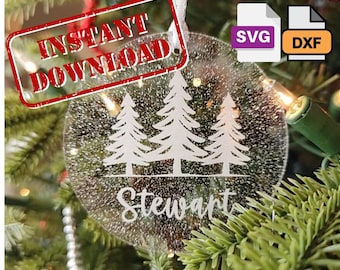 Personalized Family Christmas Ornament SVG DXF Laser Cut File (Instant Download)