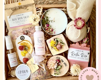 Personalized Luxury Care Package for Her, Self-Care Ritual for Woman, Rose Spa Gift Set, Unique Spa Set, Relaxation and Pampering, Handmade