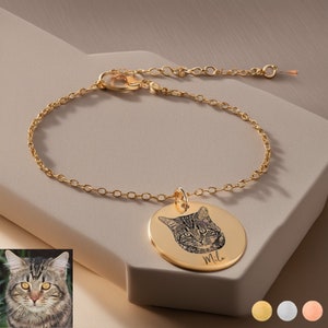 Custom Pet Portrait Bracelet, Personalized Pet Jewelry, Memorial Gifts for Dog Mom, Animals Photo Bracelet, Emotional Cat Mom Accessory