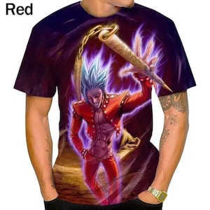 seven deadly sins anime series t-shirt size 5XL RED&black 1.1