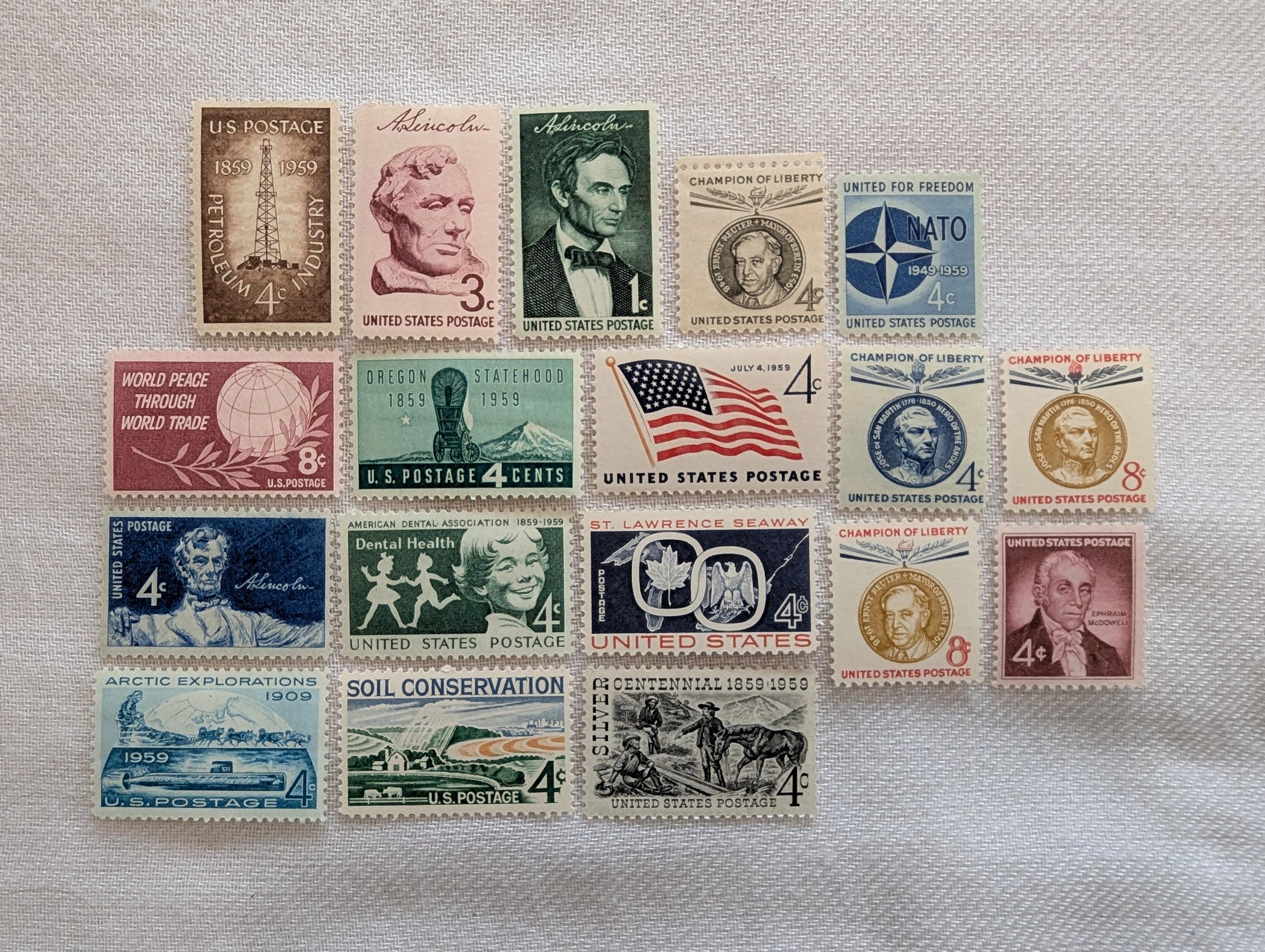 1959 年 MNH 米国記念切手 - 単品およびセット! - Etsy 日本