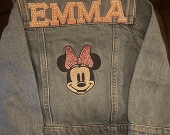 Rhinestone Minnie Mouse Personalized Jean Jacket