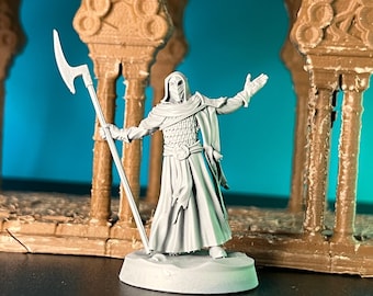 Male, Cleric, Priest, Paladin, Cultist, Face Mask, Bardiche, Mail, Outstretched Hands, Mounted Middle-Eastern - 25/32/75mm Fantasy Miniature