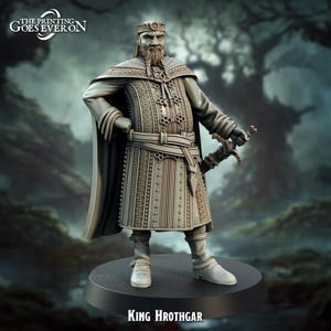 Hrothgar, King, Warrior, Fighter, Warrior, Robes, Crown, Headband, Sword, Leader, Cape - 25/28/32/75mm Fantasy Miniature