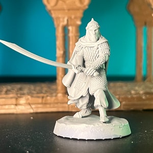 Warrior, Leader, Fighter, Spiked Plate, Chain Mail, 2H Scimitar, Full Face Helm, Middle-Eastern - 25/32/75mm Fantasy Miniature