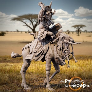 Tribal, Warrior, Leader, Paladin, Cleric, Back Shield, Robes, Sculpted Club, Mounted, Camel, East Africa - 25/32/75mm Fantasy Miniature