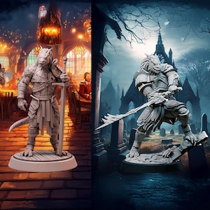 Dragonborn, Male, Fighter/Paladin in Scaled Armor, Two Handed Sword - 25/32/75mm Fantasy Miniature