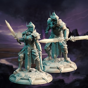 Male, Female, Elite, Paladin, Fighter, Warrior, Sword, Double Sword, Guarding, Fighting, Heavy Armor - 25/28/32/40/75mm Fantasy Miniature