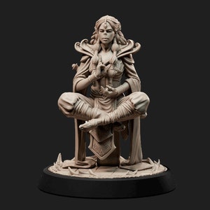 Githzerai, Female, Mage, Monk, Hovering in the air with long robes, Pendant on forehead, Mage Robes - 25/32/75mm Fantasy Miniature