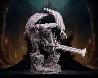 Winged Demon, Devil, Talons, Claws, Evil Sword, Harpy, Horned, Feathered, Grimace, Large Figure - 25/28/32/40/75mm Fantasy Miniature