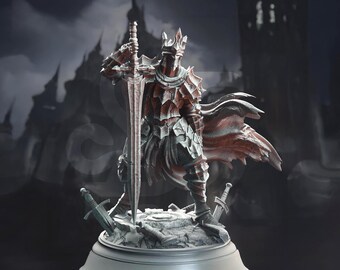Death Knight, Human, Mask, Male, Paladin, Great Sword, Sauron, Blowing Cloak, Fearsome, Armored - 25/28/32/40/75mm Fantasy Miniature
