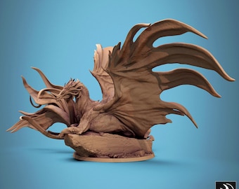 Dragon, Brass, Metallic, Standing, Resting, Huge Figure, Majestic, Monster, Wings, Tail, Very Wide - 25/28/32/40mm Fantasy Miniature