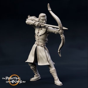 Male, Elf, Laigalad, Fighter, Ranger, Warrior, Archer, Longbow, Mounted, Leather, Searching - 25/28/32/75mm Fantasy Miniature