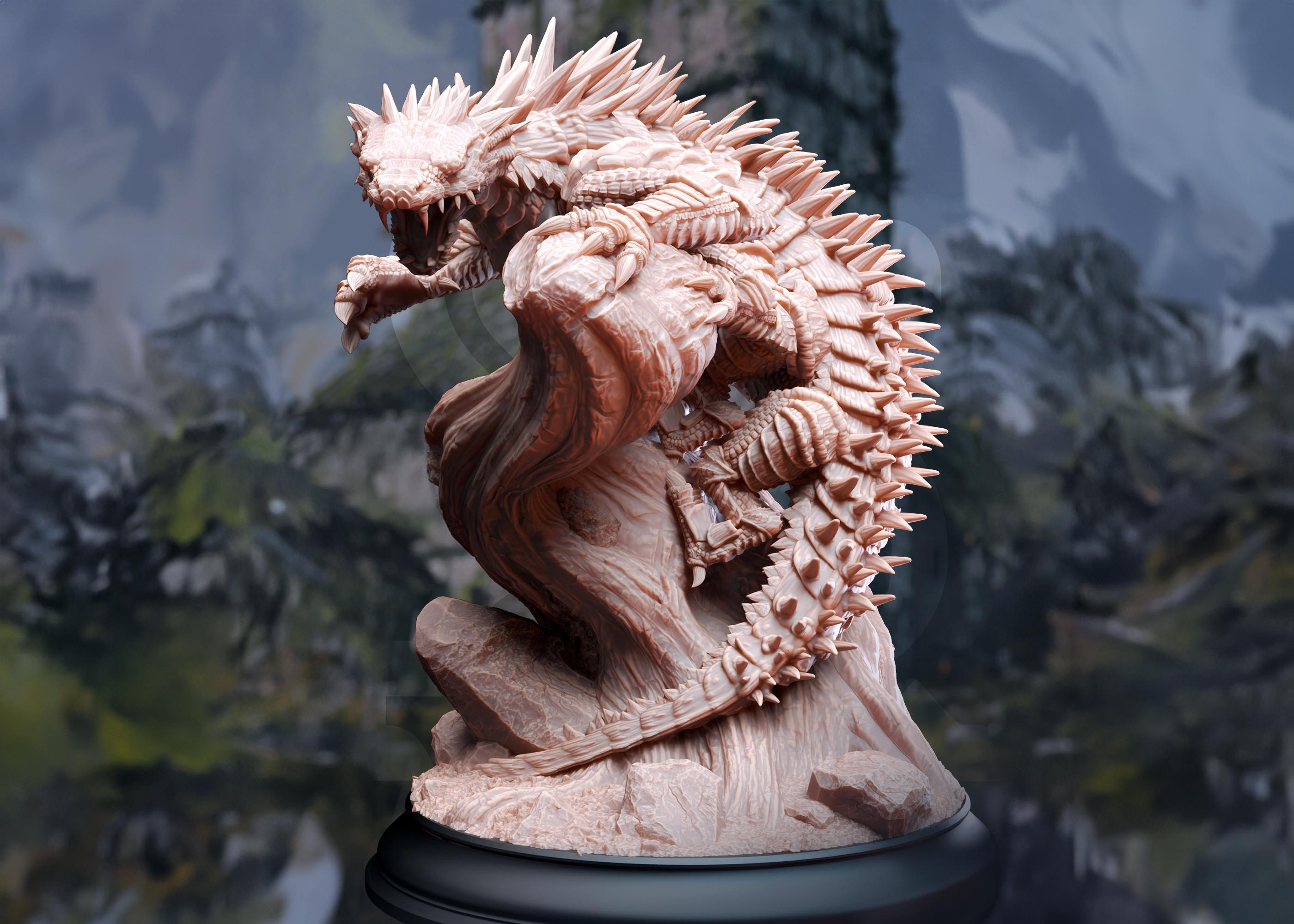 Basilisk, Lizard, 8-legged, Monster, Aggressive, Spiked