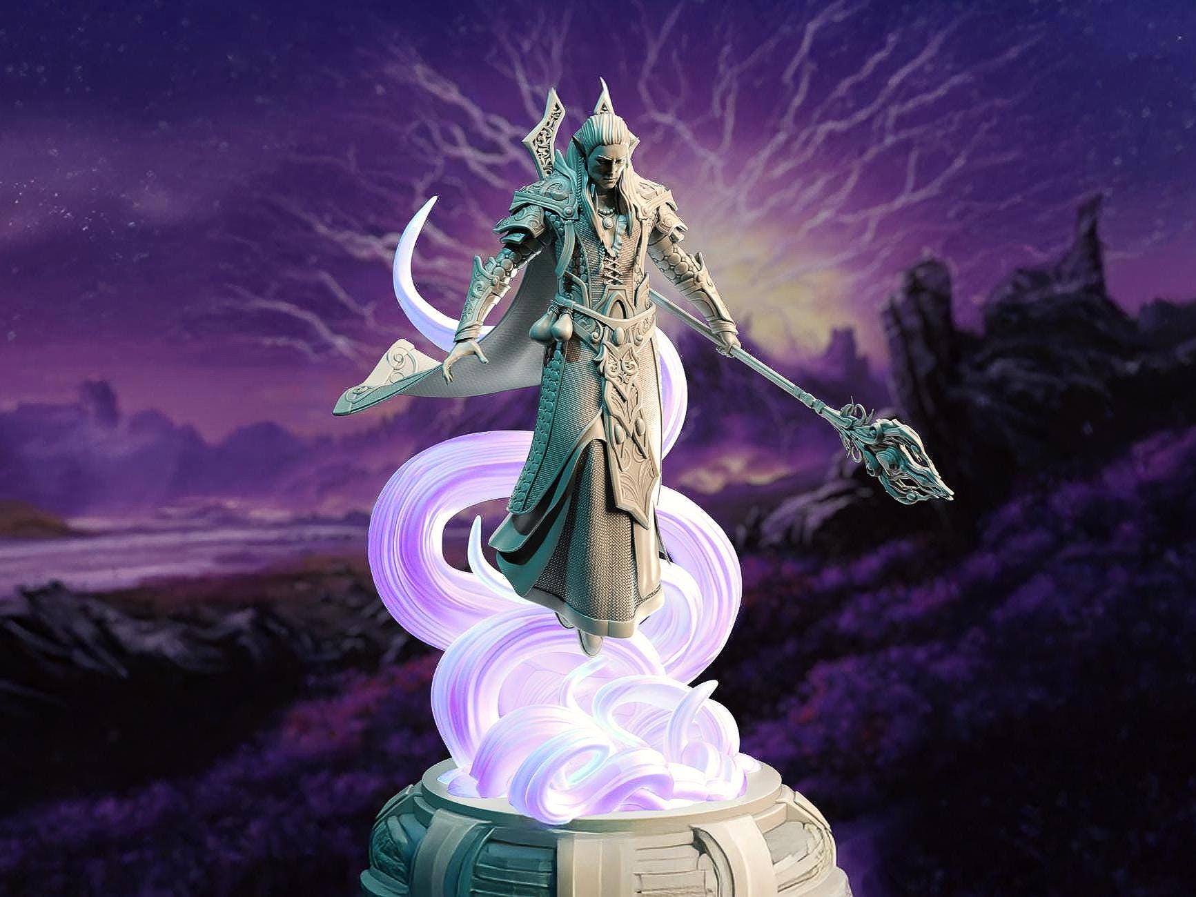 Elf, Male, Mage, Wizard, Sorcerer, Elemental, Staff, Robes, Casting ...