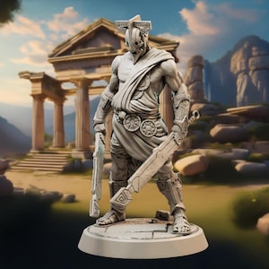 Human, Male, Warrior, Fighter, Barbarian, Gladiator, Masked, Dual Weapons, Broad Sword, Tall, Thrall - 25/28/32/75mm Fantasy Miniature