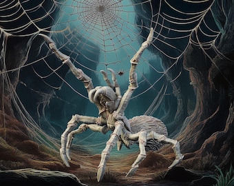 Large Spider, Wolf Spider, Hunting Spider, Attacking - 25/28/32mm Fantasy Miniature