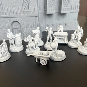 Tavern, Village, NPC, Tavernkeep, Drinker, Washer, Hunter, Town Guard, Grocer, Halfling, Cats, Mysterious - 25/28/32mm Fantasy Miniatures