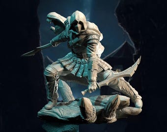 Human, Male, Rogue, Thief, Assassin, Warrior, Short Swords, Leather, Masked, Cape, Sneaking - 25/28/32/40/75mm Fantasy Miniature