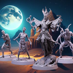 Mummy, Undead, Lich, Mage, Lord, Warrior, Fighter, Wizard, Priest, Wrapped, Bandage, Necromancer - 25/38/32/40/75mm Fantasy Miniature
