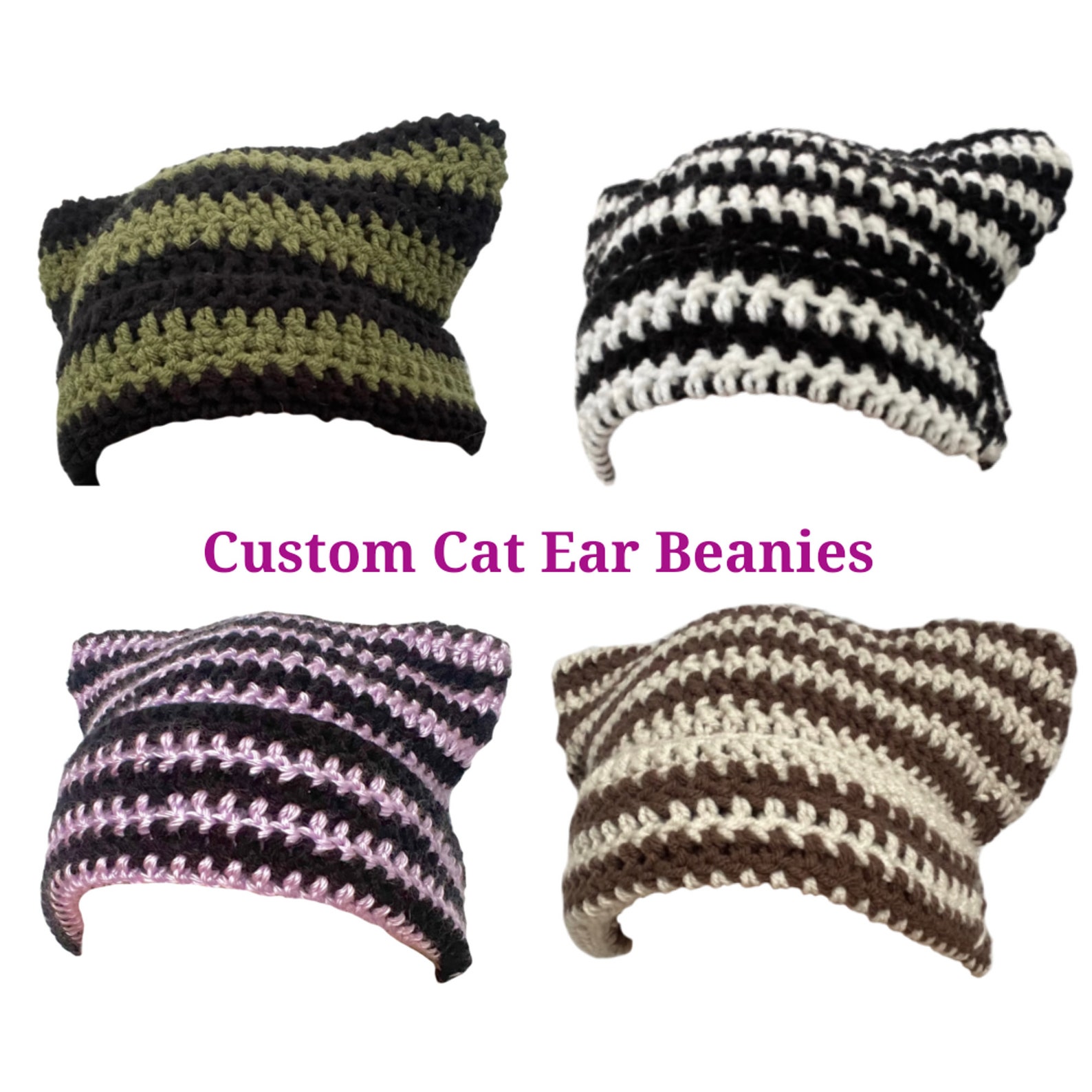 Custom Crochet Cat Ear Hat Crochet Cat Ear Beanie Cat Ear Etsy