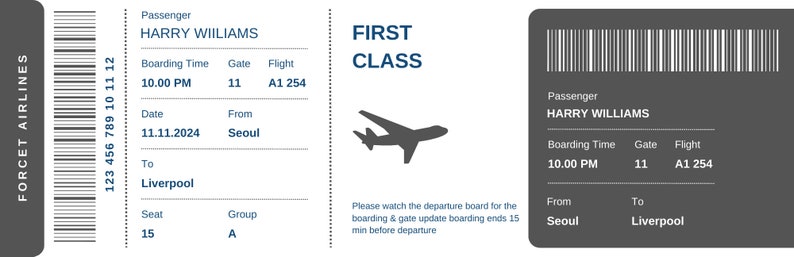 Editable Boarding Pass Ticket Template, Surprise Airline Gift, Delta ...