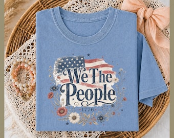 Patriotic Floral PNG DTF, We the People 1776 America Shirt Sublimation, Fourth of July Vintage PNG Instant Download