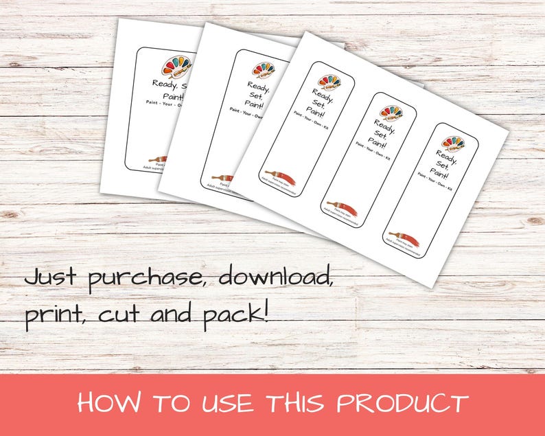 Paint Your Own Kit Packaging Insert Card Printable | Plaster Paint Kit Insert | 3 Sizes + optional custom instructions | Ready Set Paint image 6