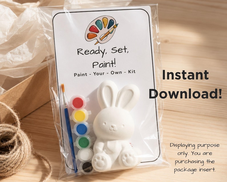 Paint Your Own Kit Packaging Insert Card Printable | Plaster Paint Kit Insert | 3 Sizes + optional custom instructions | Ready Set Paint image 2