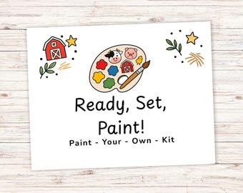 Farm Animal Paint Your Own Kit Insert Card Printable | Plaster Paint Kit Insert | 3 Sizes | Barnyard Birthday Party Favor | Ready Set Paint
