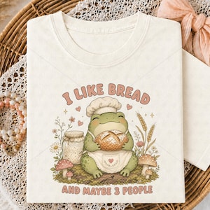 Cottagecore Frog Baker PNG DTF, I Like Bread Frog Shirt Sublimation, Mushroom Frog Sourdough PNG Instant Download