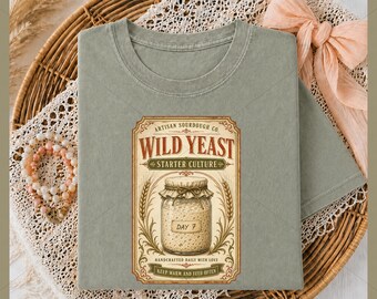 Sourdough Starter Jar PNG DTF, Wild Yeast Artisan Co Shirt Sublimation, Vintage Baker Label PNG Instant Download