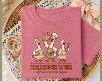 Silly Goose Baker PNG DTF, Mrs. Dough's Bakery Shirt Sublimation, Funny Goose Bread PNG Instant Download