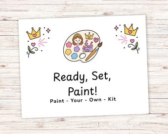 Princess Paint Your Own Kit Insert Card Printable | Plaster Paint Kit Insert | 3 Sizes | Princess Birthday Party Favor | Ready Set Paint