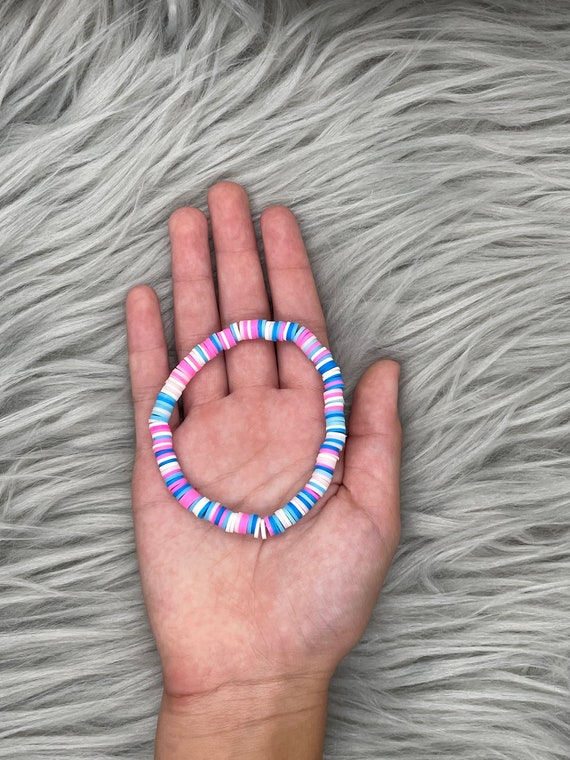 Blue & Pink clay bead friendship bracelets 3 sizes