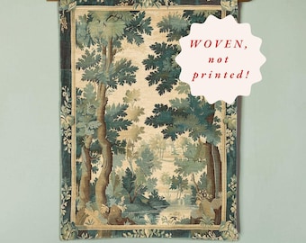 vintage woven wall tapestry art french countryside wall hanging botanical forest landscape tapestry european wall decor antique style art