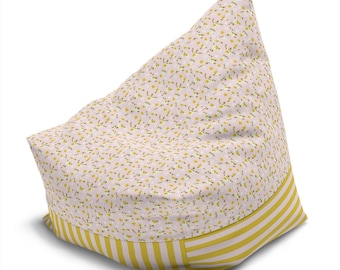 Floral Stripe Bean Bag Chair Cover: Kids Room Lounger
