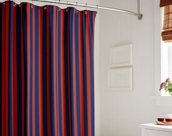 Classic Shower Curtain blue red bath curtain vintage inspired curtain for bathroom curtain Bold Stripe Curtain for Nautical Theme bath room