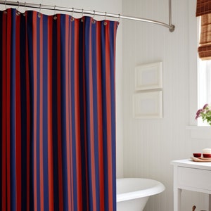 Classic Shower Curtain blue red bath curtain vintage inspired curtain for bathroom curtain Bold Stripe Curtain for Nautical Theme bath room