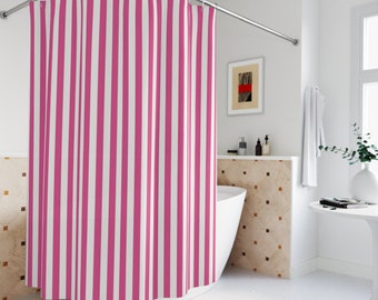 Pink Shower Curtain Pink Stripe Bath Decor for girl bathroom Decor Waterproof Curtain for Shower liner for Bath Curtain Pink Stripe for girl
