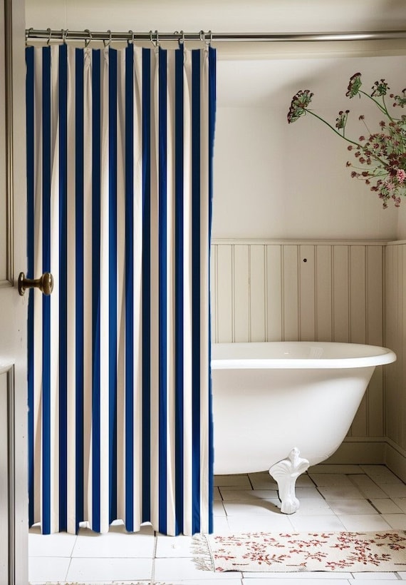 Clorox Shower Curtain Liner – Waterproof PEVA With Magnets, 72x72 Inches, Navy Stripe - View #9