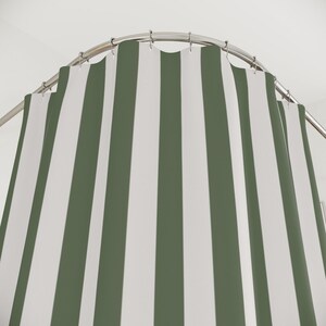 Country Style Bath Curtain green white stripe